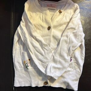 Hanna Andersson size 90cm off white cardigan with floral embroidery